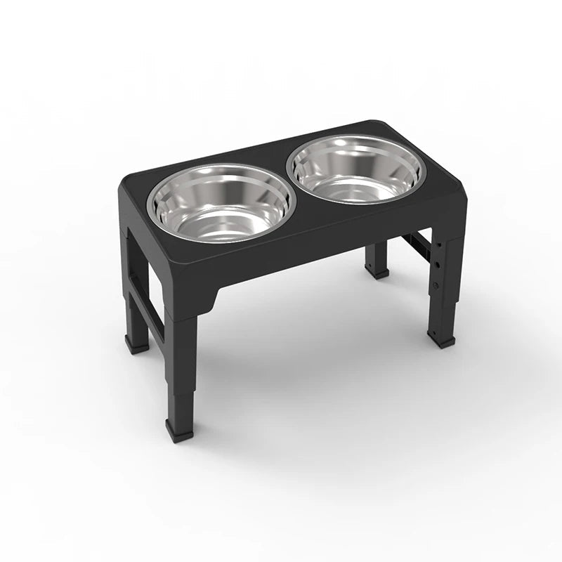 BOOTEELY Elevated Dog Feeder Bowls Adjustable Raised Stand with Double Stainless Steel Food Water Bowls Small Medium Large Dogs - Furbury