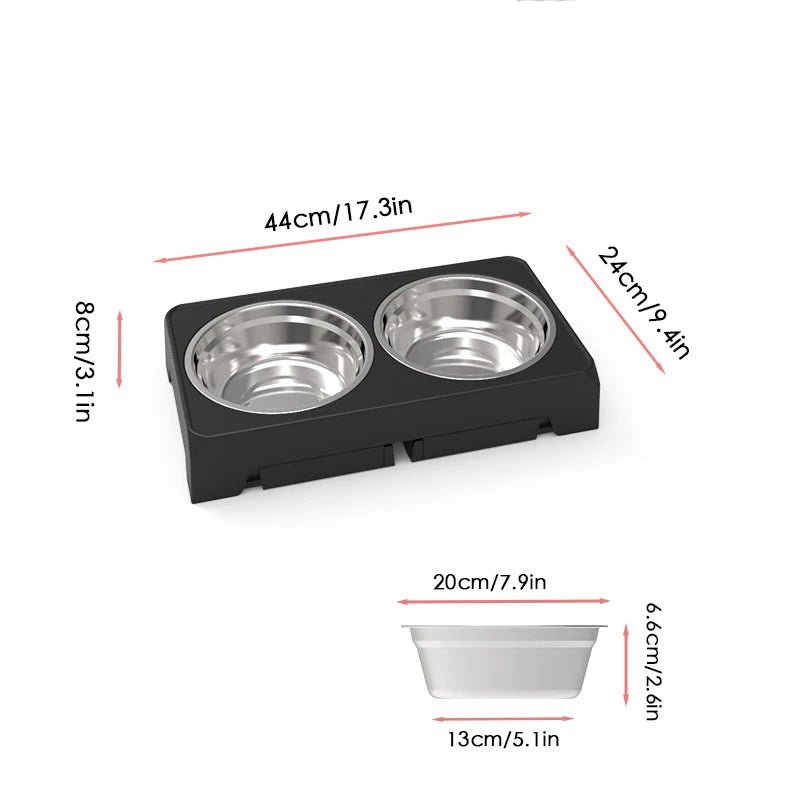 BOOTEELY Elevated Dog Feeder Bowls Adjustable Raised Stand with Double Stainless Steel Food Water Bowls Small Medium Large Dogs - Furbury