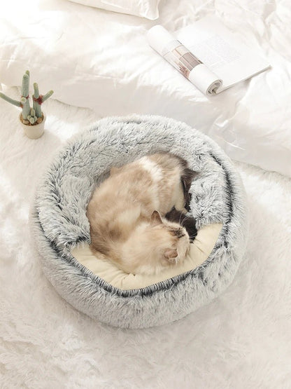 Cat Bed Pet Mattress Warm Soft Plush Pet Bed with Cover Round Cat Dog Sleeping Nest Cave for Small Dogs kitten - Furbury