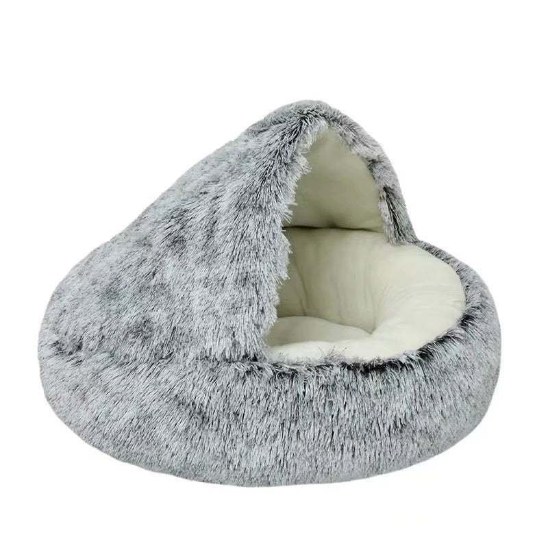 Cat Bed Pet Mattress Warm Soft Plush Pet Bed with Cover Round Cat Dog Sleeping Nest Cave for Small Dogs kitten - Furbury