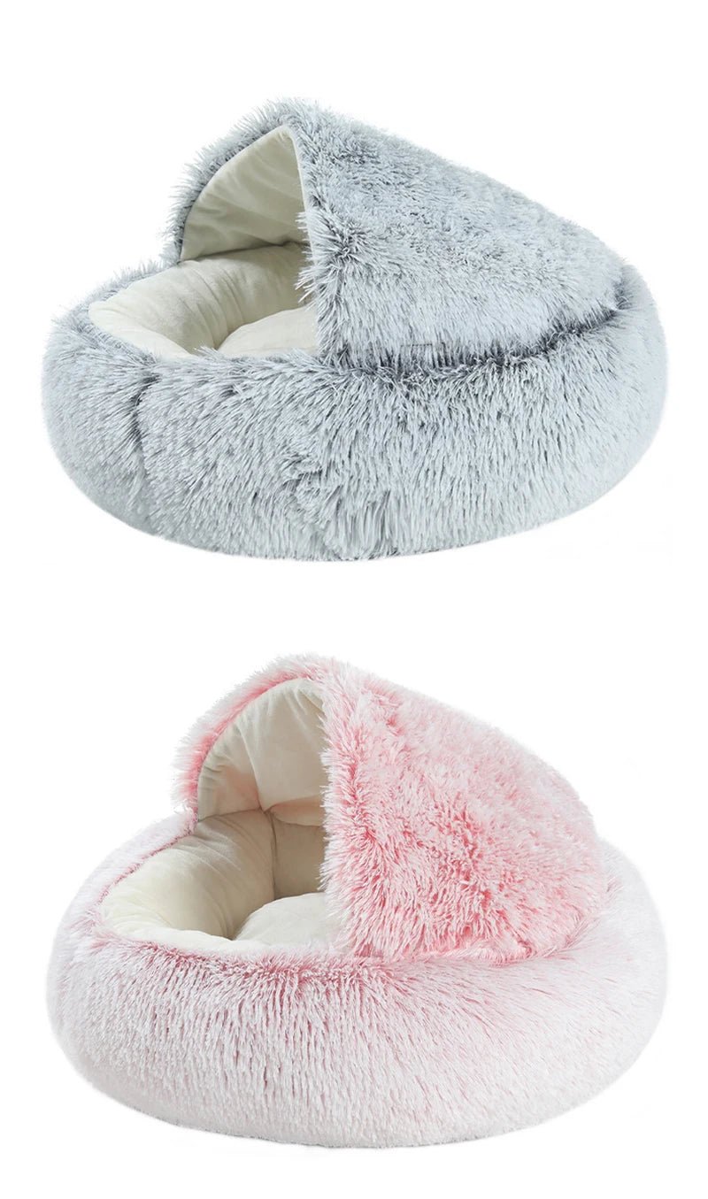 Cat Bed Pet Mattress Warm Soft Plush Pet Bed with Cover Round Cat Dog Sleeping Nest Cave for Small Dogs kitten - Furbury