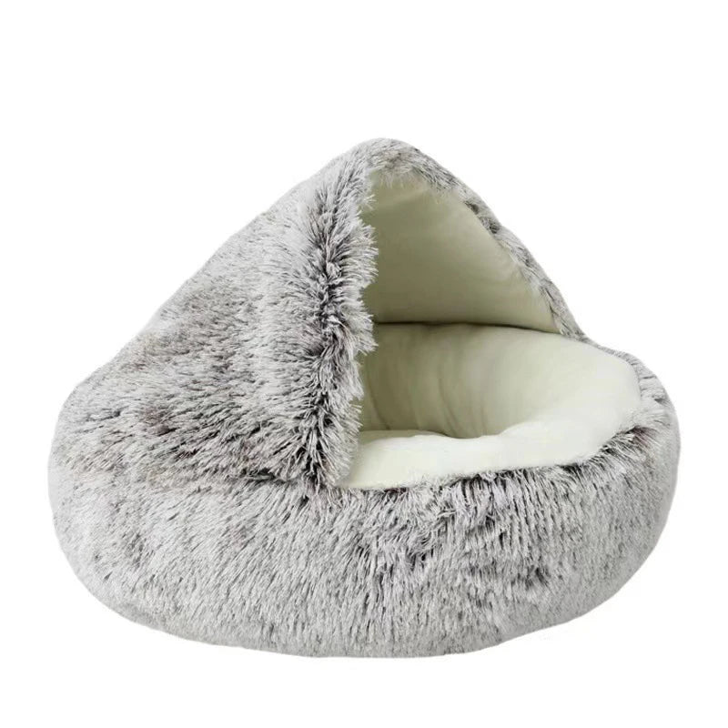 Cat Bed Pet Mattress Warm Soft Plush Pet Bed with Cover Round Cat Dog Sleeping Nest Cave for Small Dogs kitten - Furbury