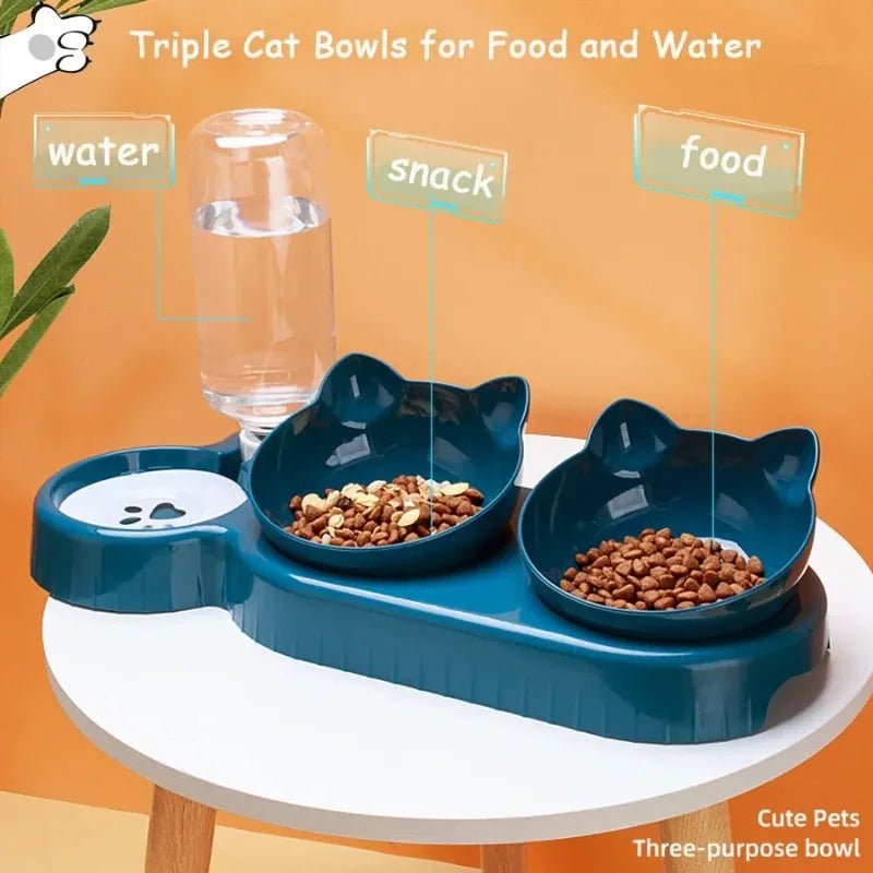 Cat Bowl Cat Food Bowl Double Bowl Neck Protection Automatic Drinking Bowl Anti Overturning Cat Food Rice Bowl Pet Supplies - Furbury