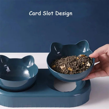 Cat Bowl Cat Food Bowl Double Bowl Neck Protection Automatic Drinking Bowl Anti Overturning Cat Food Rice Bowl Pet Supplies - Furbury