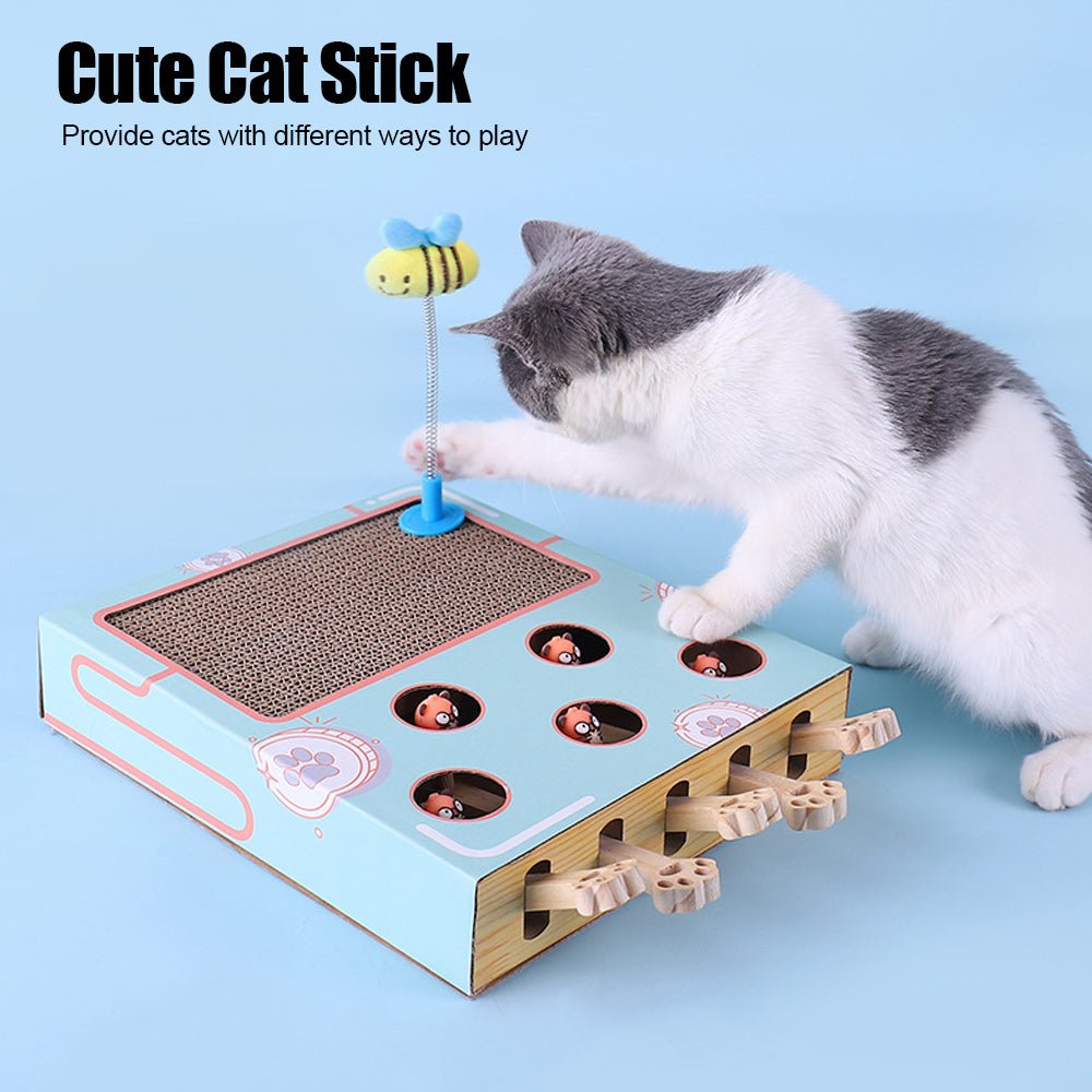 Cat Game Box Maze Interactive Educational Cat Hit Gophers Funny Cat Stick 3 in 1 Cat Toy Chase Hunt Mouse With Scratcher - Furbury