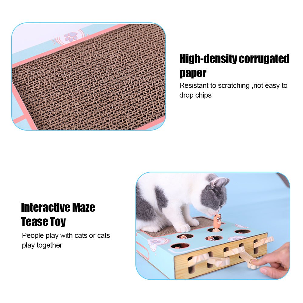 Cat Game Box Maze Interactive Educational Cat Hit Gophers Funny Cat Stick 3 in 1 Cat Toy Chase Hunt Mouse With Scratcher - Furbury