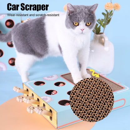 Cat Game Box Maze Interactive Educational Cat Hit Gophers Funny Cat Stick 3 in 1 Cat Toy Chase Hunt Mouse With Scratcher - Furbury