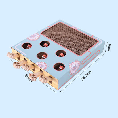 Cat Game Box Maze Interactive Educational Cat Hit Gophers Funny Cat Stick 3 in 1 Cat Toy Chase Hunt Mouse With Scratcher - Furbury