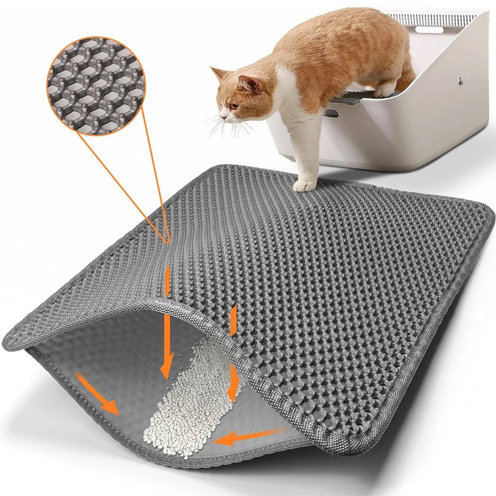 Cat Litter Mat Double Layer Waterproof Urine Proof Trapping Mat Easy to Clean Non - Slip Toilet Pad Cat Scratch Pad Large Foot Pad - Furbury