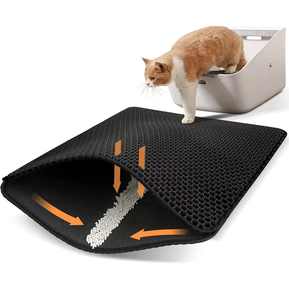 Cat Litter Mat Double Layer Waterproof Urine Proof Trapping Mat Easy to Clean Non - Slip Toilet Pad Cat Scratch Pad Large Foot Pad - Furbury