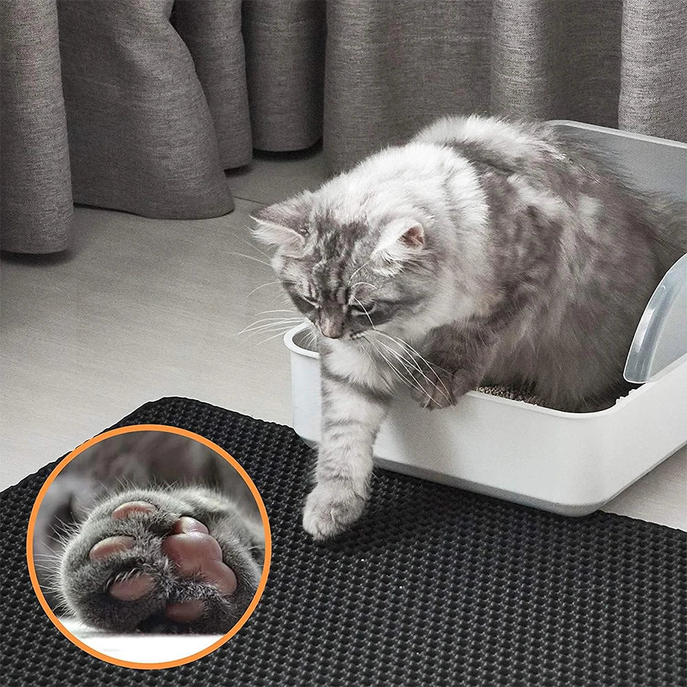 Cat Litter Mat Double Layer Waterproof Urine Proof Trapping Mat Easy to Clean Non - Slip Toilet Pad Cat Scratch Pad Large Foot Pad - Furbury