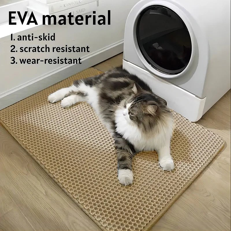 Cat Litter Mat Double Layer Waterproof Urine Proof Trapping Mat Easy to Clean Non - Slip Toilet Pad Cat Scratch Pad Large Foot Pad - Furbury