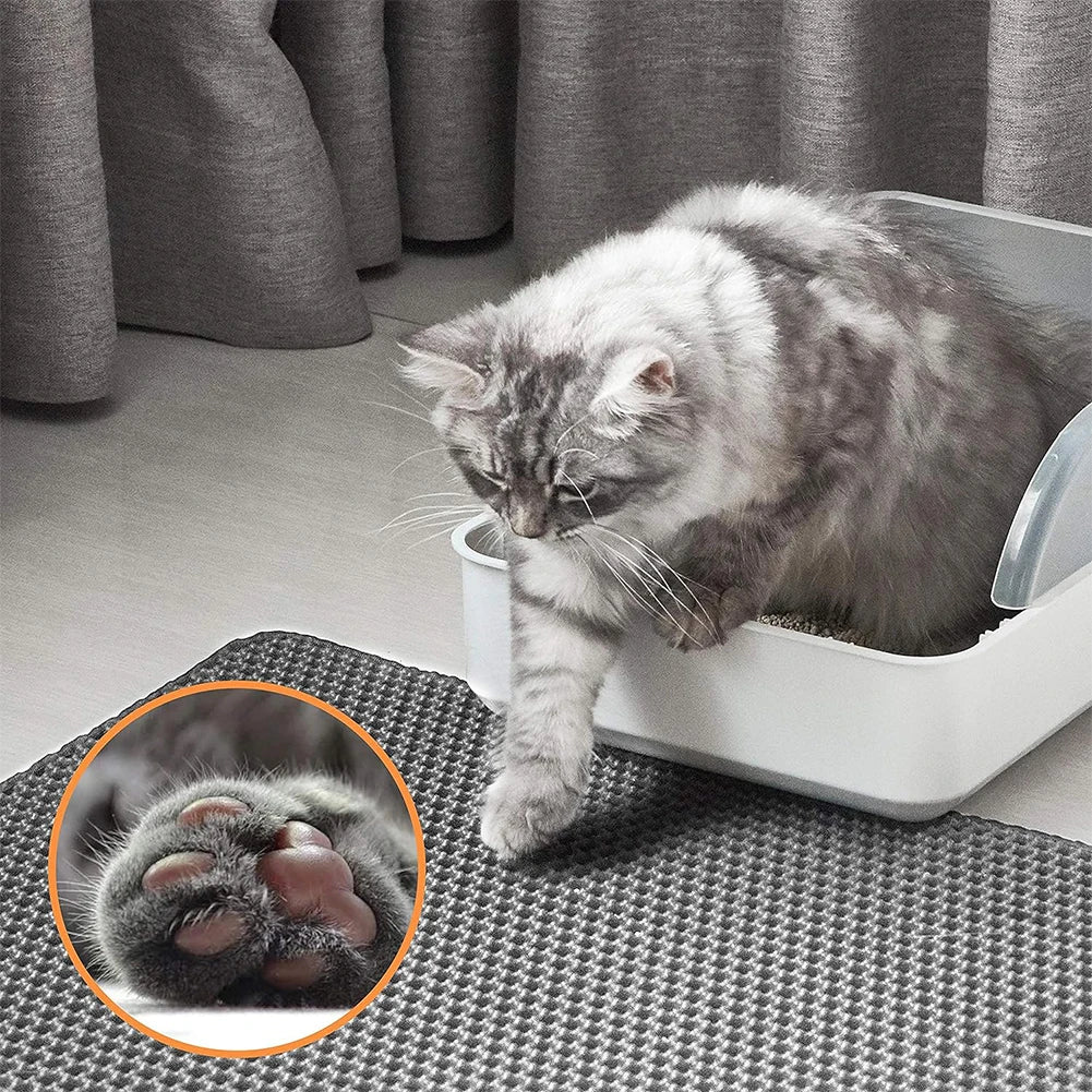 Cat Litter Mat Double Layer Waterproof Urine Proof Trapping Mat Easy to Clean Non - Slip Toilet Pad Cat Scratch Pad Large Foot Pad - Furbury