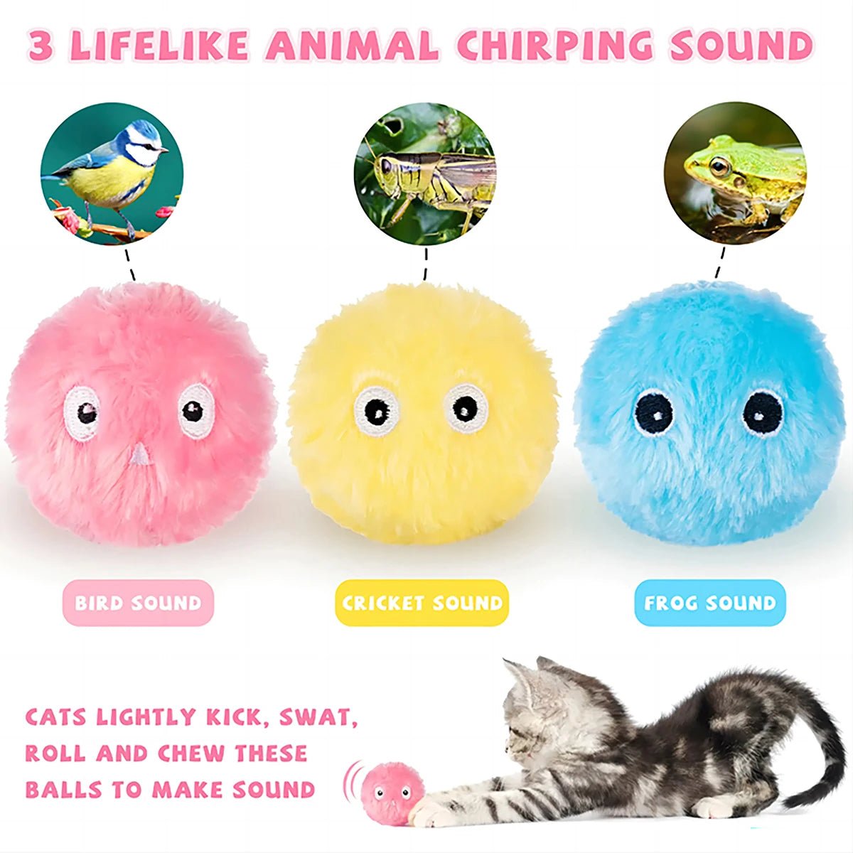 Cat Toys Smart Interactive Ball Catnip Cat Training Toy Pet Playing Ball for Cats Kitten Kitty Pet Squeaky Toy Supplies Products - Furbury