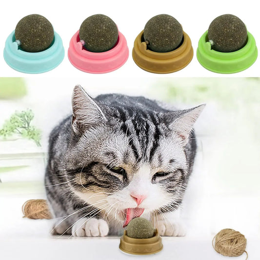 Cats Toys Natural Catnip Cat Rotatable Licking Catnip Wall Ball Toy Freshen Breath Remove Hair Balls Cat Accessories Pet Supply - Furbury