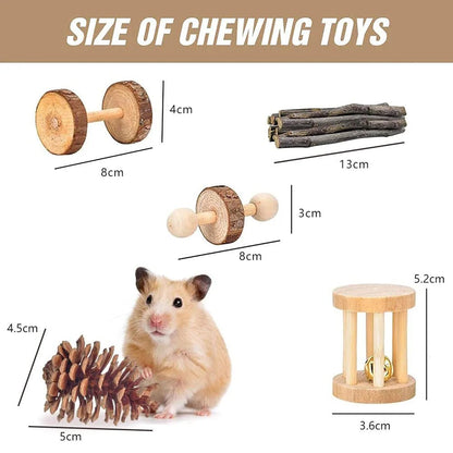 Combination Hamsters Rabbit Rat Toys Hamster Toys Set Pet Rabbit Guinea Pig Parrot Play Molar Wooden Supplies - Furbury