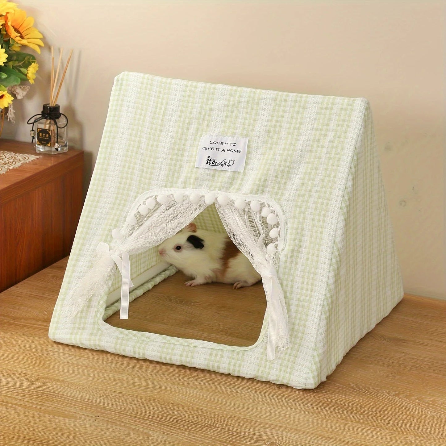 Cozy Polyester Pet Tent For Guinea Pigs & Rabbits - Itandme Small Animal Hideaway With Soft Cushioning - Furbury