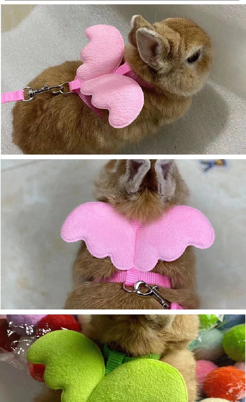 Cute Angel Wing Pet Rabbit Harness and Leash for Cats Rabbits Personalized Rabbit Harnesses Bunny Accessories Hamster Clothes - Furbury