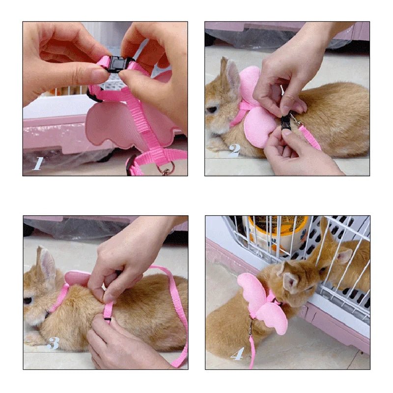 Cute Angel Wing Pet Rabbit Harness and Leash for Cats Rabbits Personalized Rabbit Harnesses Bunny Accessories Hamster Clothes - Furbury