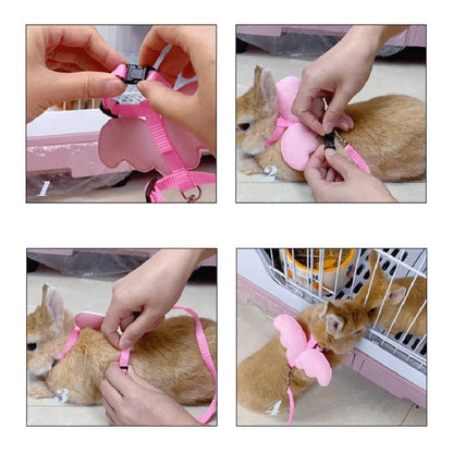 Cute Angel Wing Pet Rabbit Harness and Leash for Cats Rabbits Personalized Rabbit Harnesses Bunny Accessories Hamster Clothes - Furbury