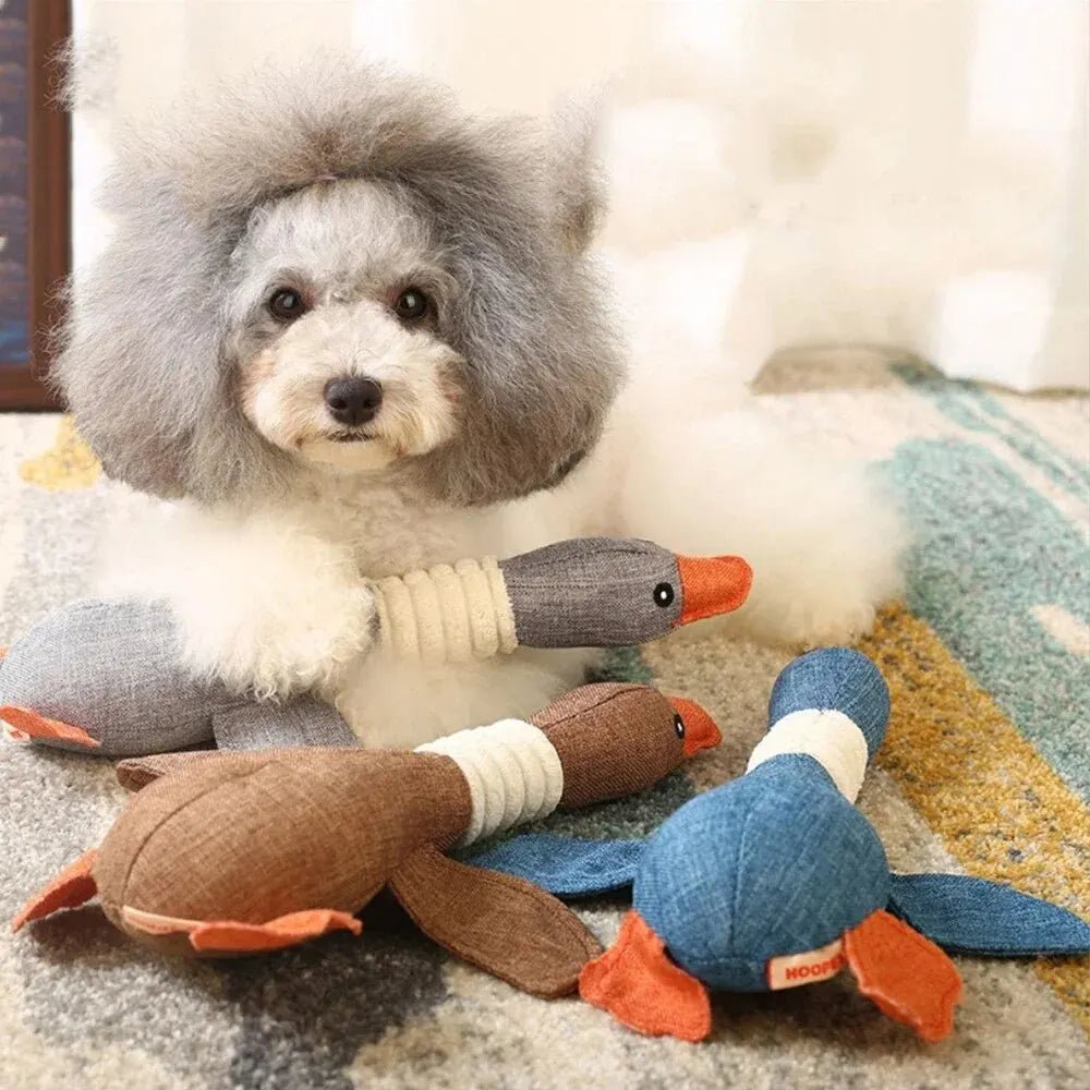 Cute Dog Plush Toys Pet Duck Squeak Toy for Puppy Sound Wild Goose Chew Toy for Small Middle Large Dogs Teeth Cleaning Toys - Furbury