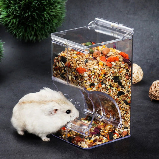 Cute Hamster Samll Animal Automatic Pet Food Feeder Transparent Safe Food Bowl - Furbury