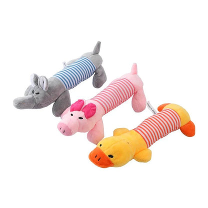 Cute Pet Dog Cat Plush Squeak Sound Dog Toys Funny Fleece Durability Chew Molar Toy Fit for All Pets Elephant Duck Pig - Furbury