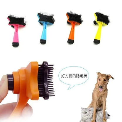 Dog Brush Cat Grooming Brush Self Cleaning Static Free Massage Comb Stable Thicker Bristles Pet Supplies To Remove Loose Fur - Furbury