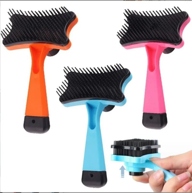 Dog Brush Cat Grooming Brush Self Cleaning Static Free Massage Comb Stable Thicker Bristles Pet Supplies To Remove Loose Fur - Furbury