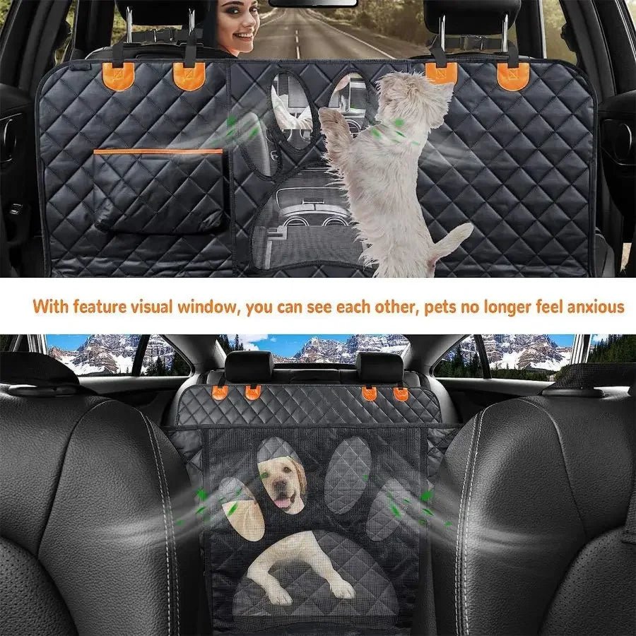 Dog Car Seat Cover for Back Seat, 100% Waterproof Dog Car Hammock with Visual Mesh Window and Side Zipper Car Seat & Door Protec - Furbury