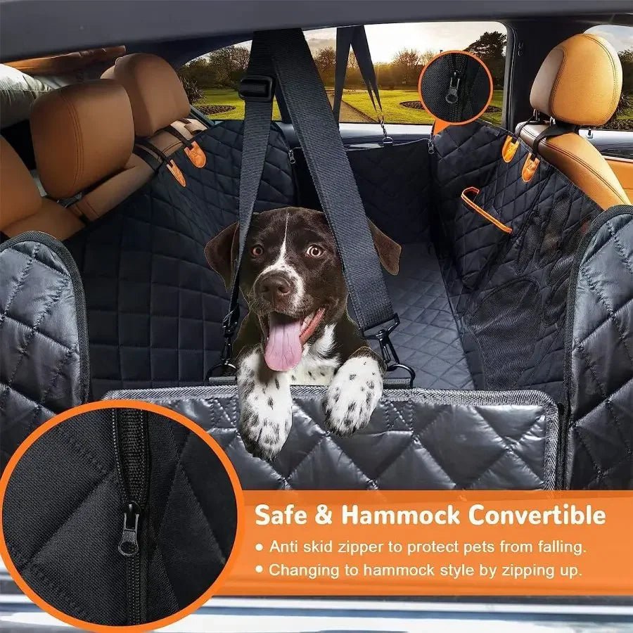 Dog Car Seat Cover for Back Seat, 100% Waterproof Dog Car Hammock with Visual Mesh Window and Side Zipper Car Seat & Door Protec - Furbury