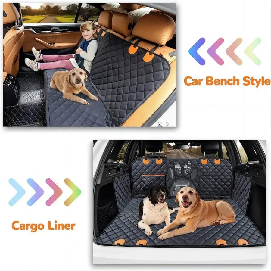 Dog Car Seat Cover for Back Seat, 100% Waterproof Dog Car Hammock with Visual Mesh Window and Side Zipper Car Seat & Door Protec - Furbury