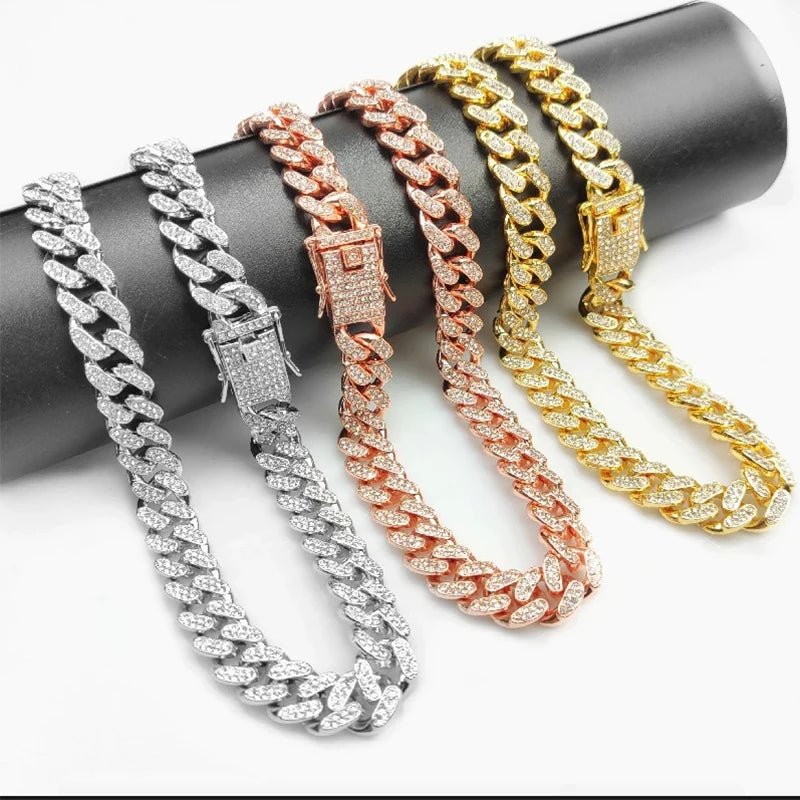 Dog Chain Collar Diamond Cuban Link Necklace Metal Cat Chain Pet Crystal Collar Jewelry Accessories for Dogs Cats - Furbury