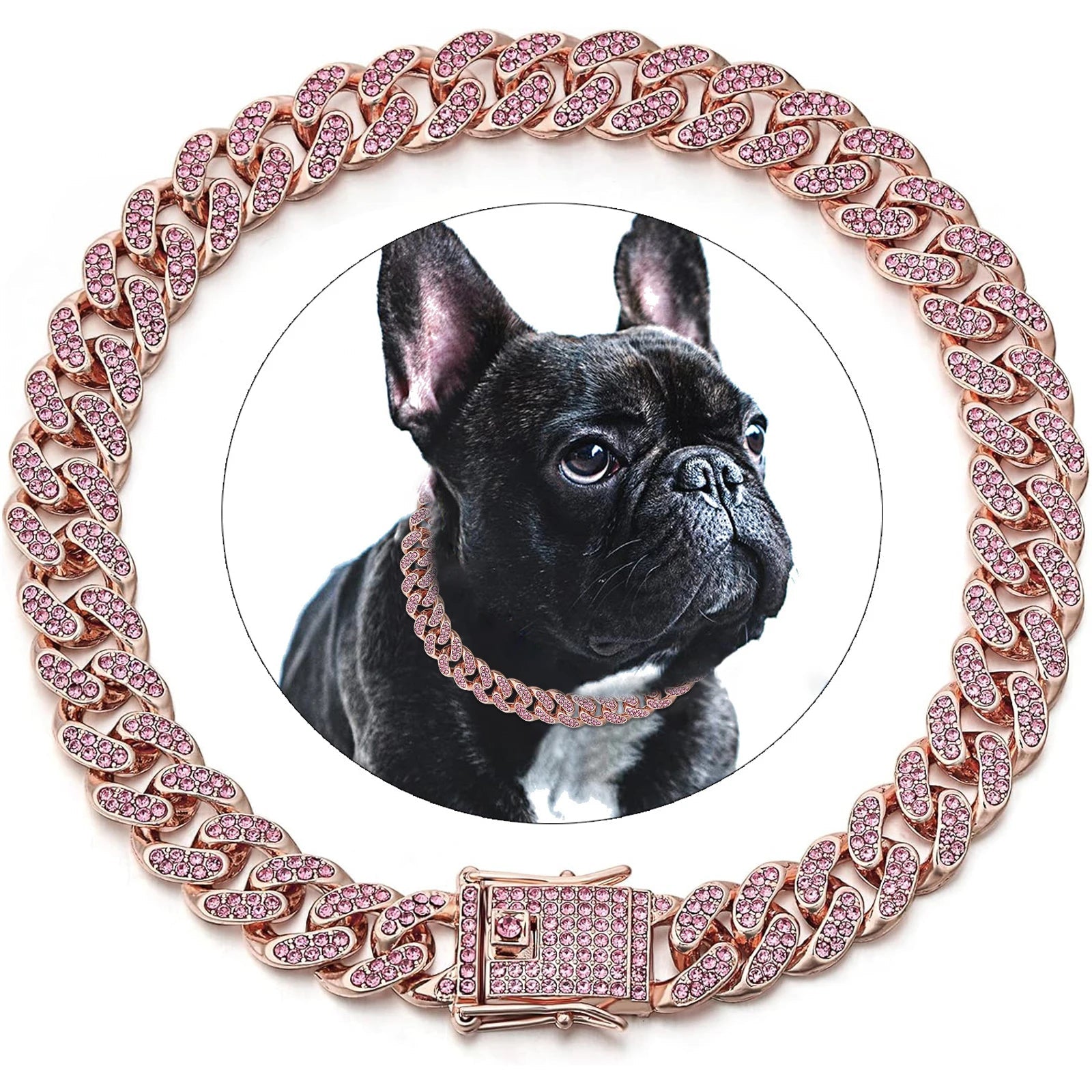 Dog Chain Collar Diamond Cuban Link Necklace Metal Cat Chain Pet Crystal Collar Jewelry Accessories for Dogs Cats - Furbury