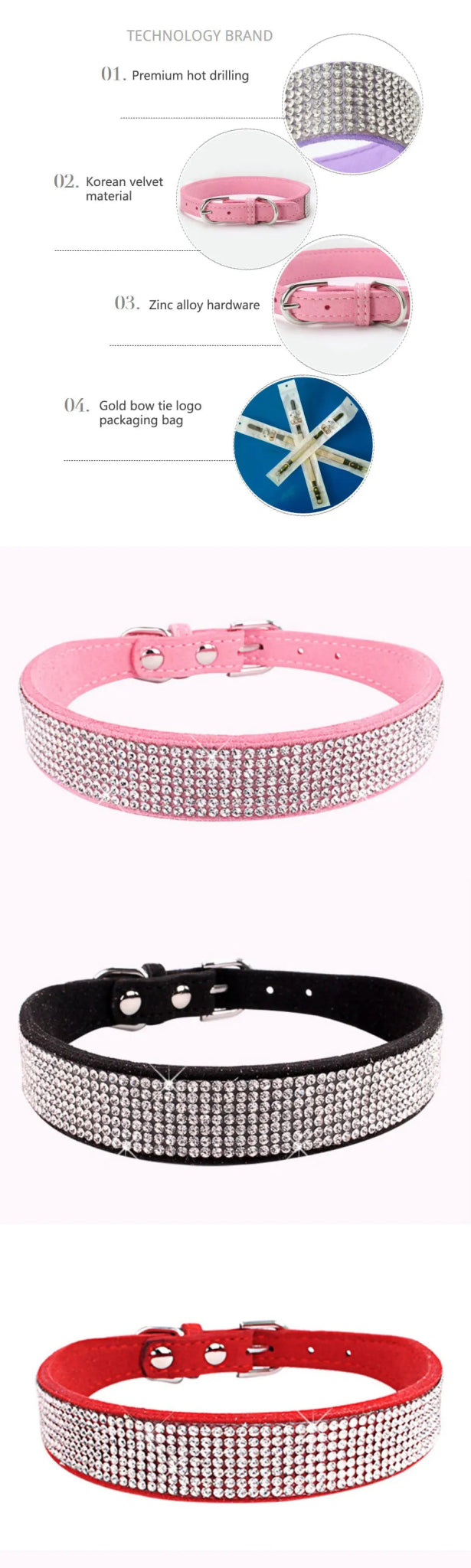 Dog Collar Crystal Glitter Rhinestone Pet Collars Zinc Alloy Buckle Collar For Small Medium Dogs Cats Chihuahua Pug Dog Collar - Furbury