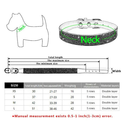 Dog Collar Crystal Glitter Rhinestone Pet Collars Zinc Alloy Buckle Collar For Small Medium Dogs Cats Chihuahua Pug Dog Collar - Furbury