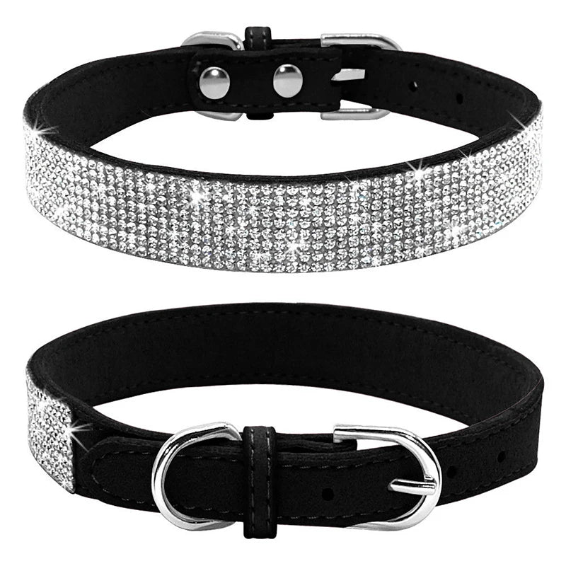 Dog Collar Crystal Glitter Rhinestone Pet Collars Zinc Alloy Buckle Collar For Small Medium Dogs Cats Chihuahua Pug Dog Collar - Furbury