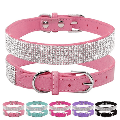 Dog Collar Crystal Glitter Rhinestone Pet Collars Zinc Alloy Buckle Collar For Small Medium Dogs Cats Chihuahua Pug Dog Collar - Furbury