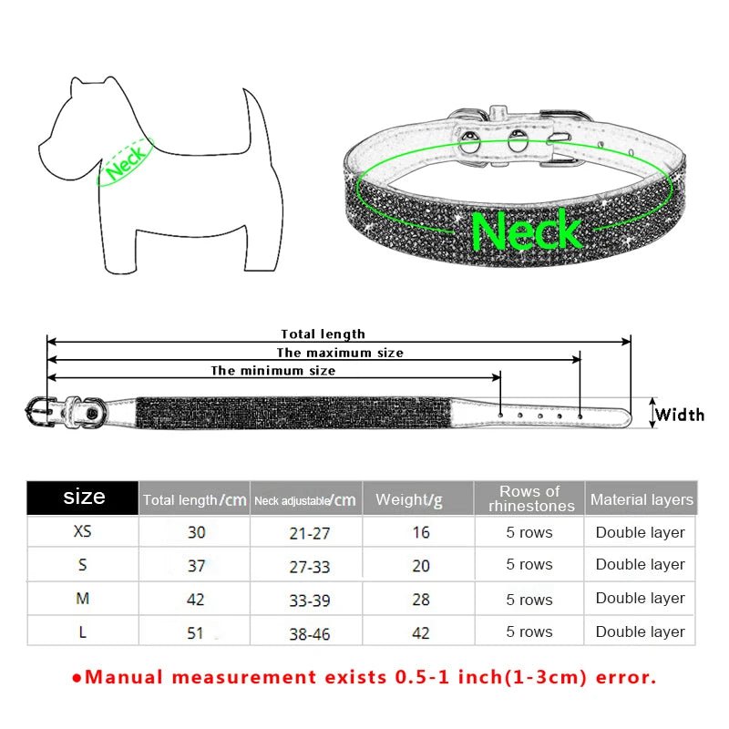 Dog Collar Crystal Glitter Rhinestone Pet Collars Zinc Alloy Buckle Collar For Small Medium Dogs Cats Chihuahua Pug Dog Collar - Furbury