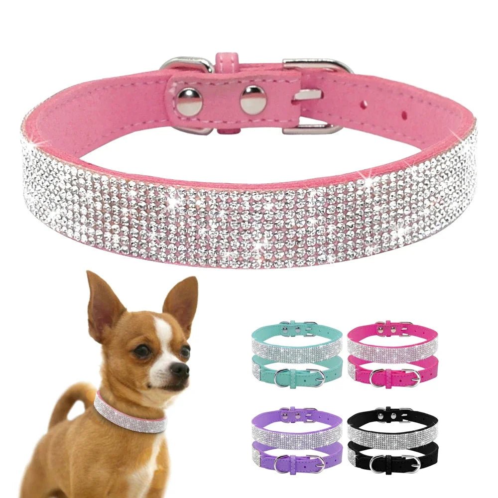 Dog Collar Crystal Glitter Rhinestone Pet Collars Zinc Alloy Buckle Collar For Small Medium Dogs Cats Chihuahua Pug Dog Collar - Furbury