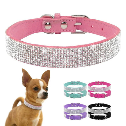 Dog Collar Crystal Glitter Rhinestone Pet Collars Zinc Alloy Buckle Collar For Small Medium Dogs Cats Chihuahua Pug Dog Collar - Furbury