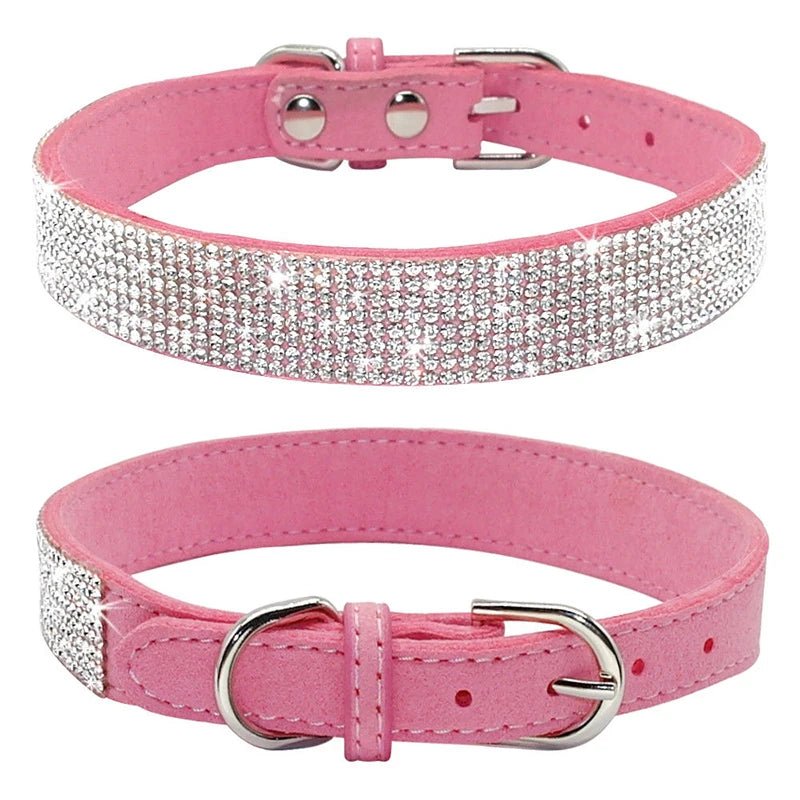 Dog Collar Crystal Glitter Rhinestone Pet Collars Zinc Alloy Buckle Collar For Small Medium Dogs Cats Chihuahua Pug Dog Collar - Furbury