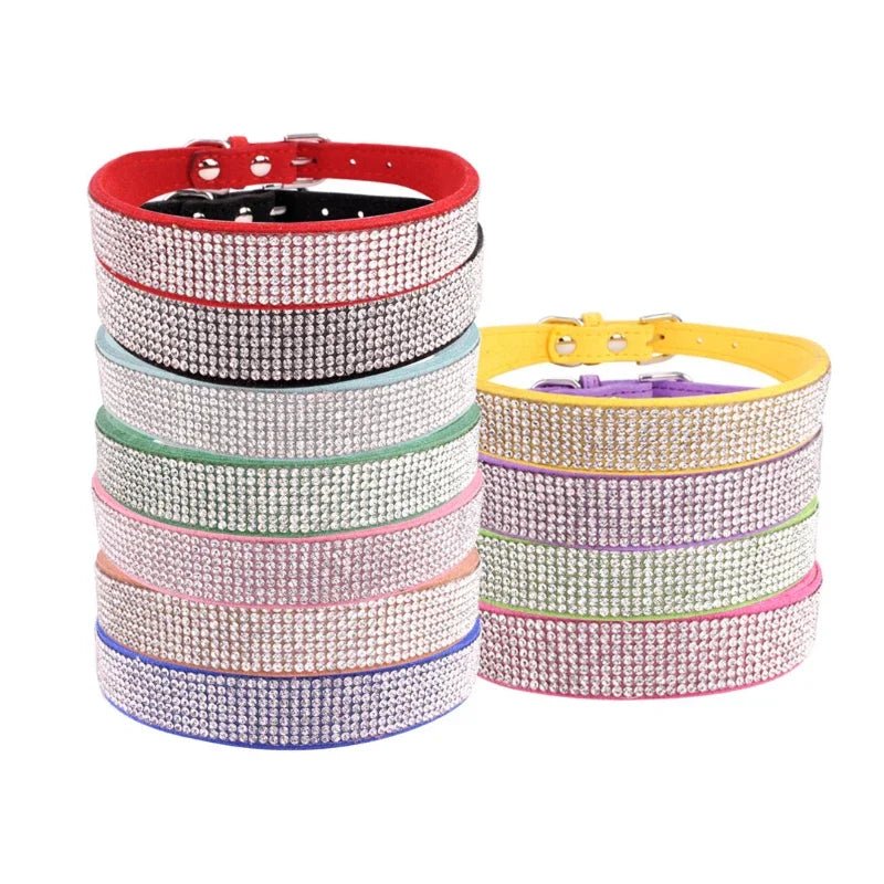 Dog Collar Crystal Glitter Rhinestone Pet Collars Zinc Alloy Buckle Collar For Small Medium Dogs Cats Chihuahua Pug Dog Collar - Furbury