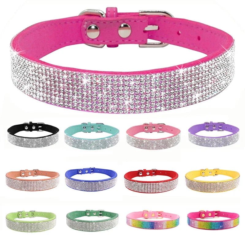 Dog Collar Crystal Glitter Rhinestone Pet Collars Zinc Alloy Buckle Collar For Small Medium Dogs Cats Chihuahua Pug Dog Collar - Furbury