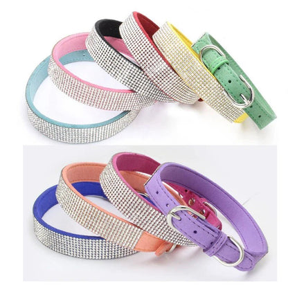 Dog Collar Crystal Glitter Rhinestone Pet Collars Zinc Alloy Buckle Collar For Small Medium Dogs Cats Chihuahua Pug Dog Collar - Furbury