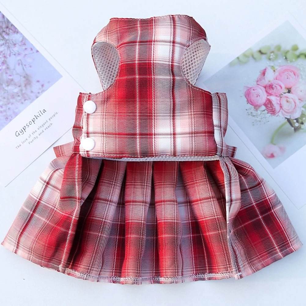 Dog Collar Dress Bow Pet Harness Skirt Vest Clothes Pet Dog Dress Up Harness Clothing with Leash Traction Rope Princess Dress - Furbury