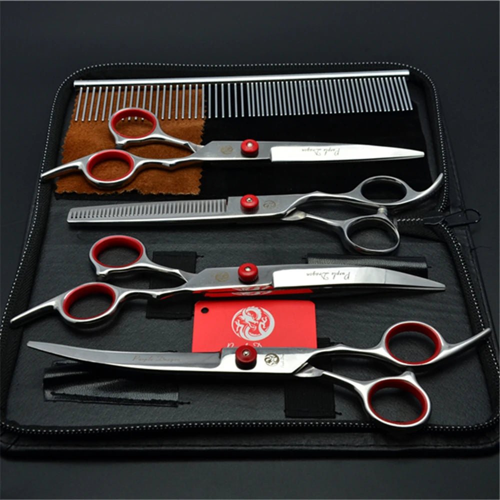 Dog Grooming Scissors 6" Japan Stainless Pet Hairdressing Scissors Cutting Scissors Thinning Shears Curved Scissors Set Z3001 - Furbury