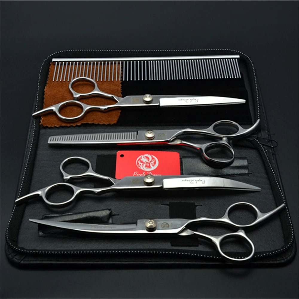 Dog Grooming Scissors 6" Japan Stainless Pet Hairdressing Scissors Cutting Scissors Thinning Shears Curved Scissors Set Z3001 - Furbury