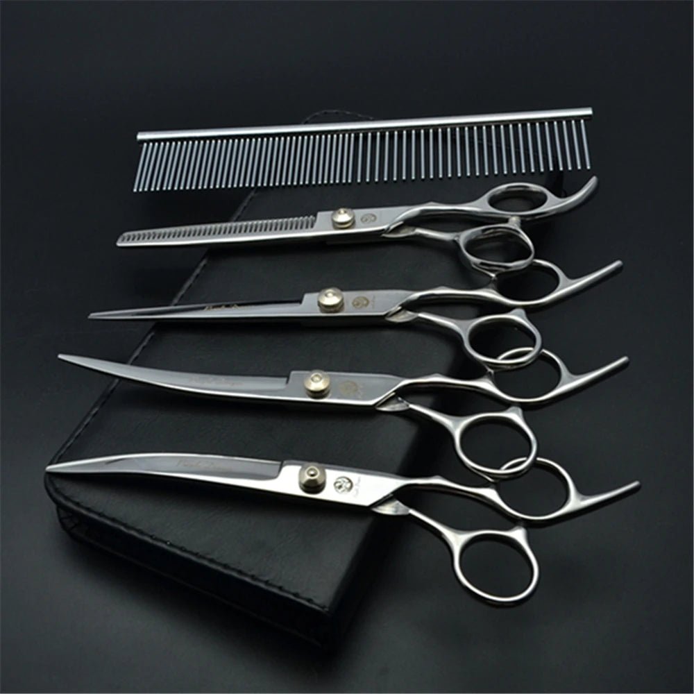 Dog Grooming Scissors 6" Japan Stainless Pet Hairdressing Scissors Cutting Scissors Thinning Shears Curved Scissors Set Z3001 - Furbury