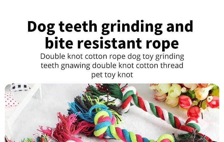 Dog Toy Pet Molar Bite - resistant Cotton Rope Knot for Small Dog Puppy Relieving Stuffy Cleaning Teeth Pet Chew Toys - Furbury